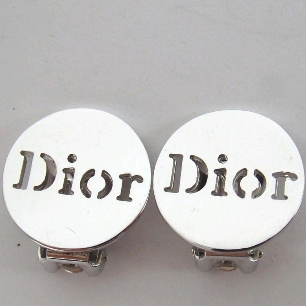 Dior Silver Logo Clip On Earrings - Picture 2 of 8